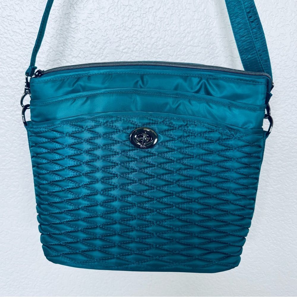 LUG Adagio Teal Green Quilted Travel Crossbody Purse - Picture 10 of 10